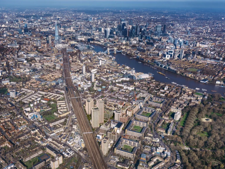 Aerial CGI of a masterplan with animation services in the UK