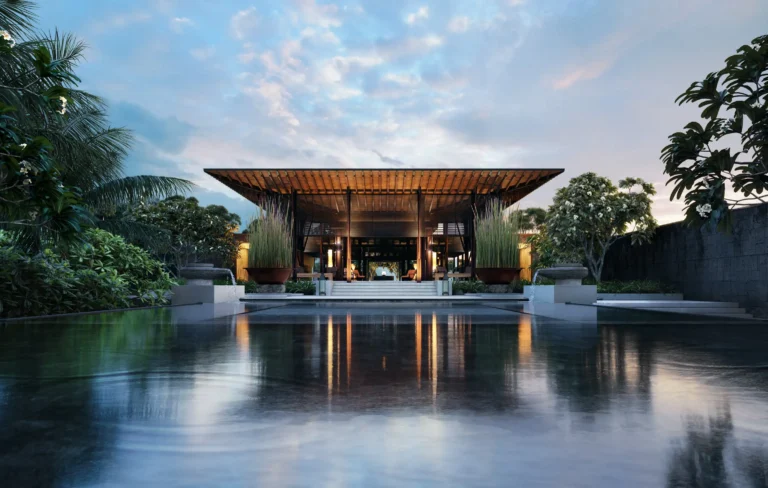 3d architectural exterior rendering in Bali of commercial buildings