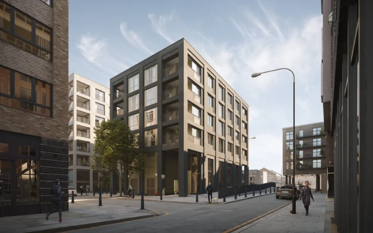 3d render of the development in London, Hackney Wick