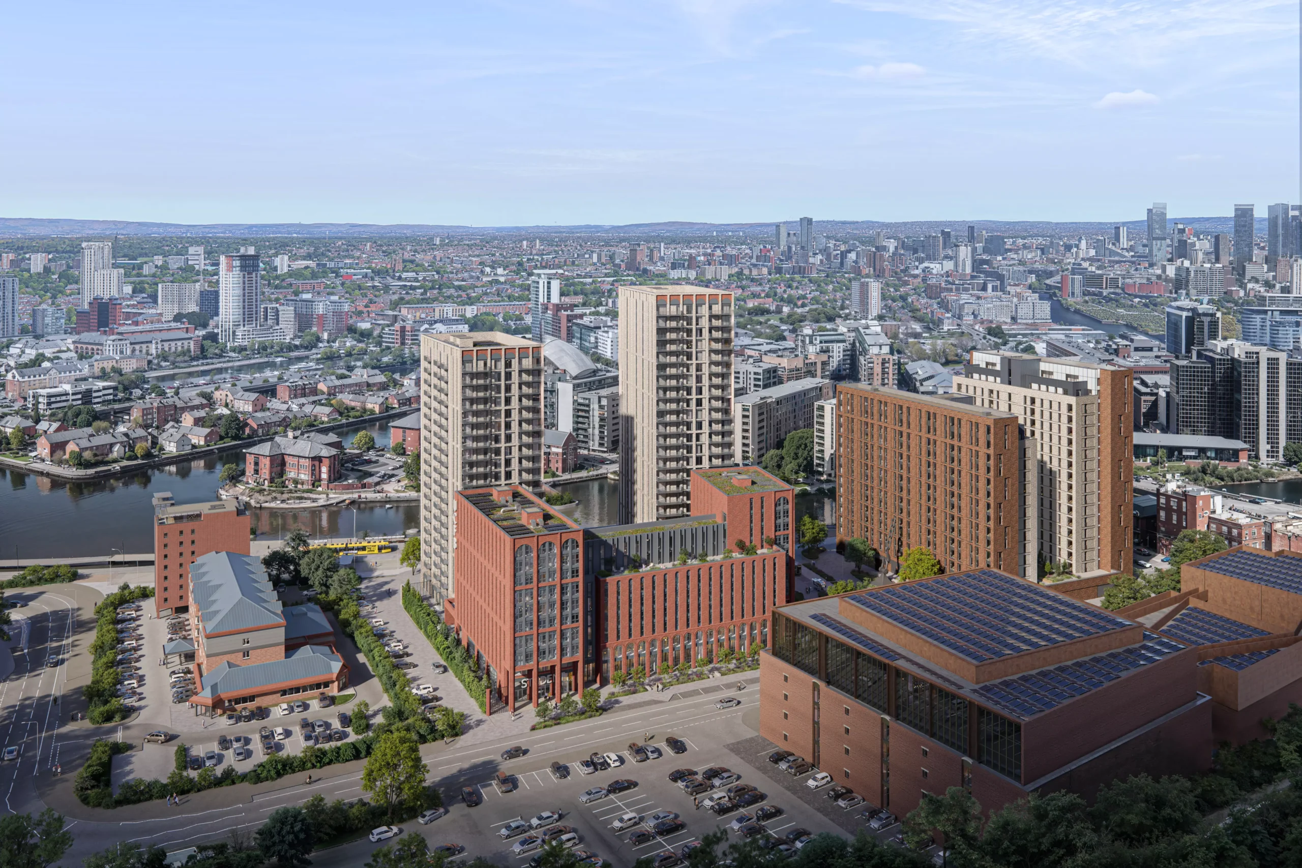 http://3d%20rendering%20of%20an%20aerial%20view%20of%20a%20cityscape%20featuring%20modern%20high-rise%20building